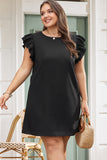 Plus Size Ruffled Cap Sleeve Summer Mini Dress