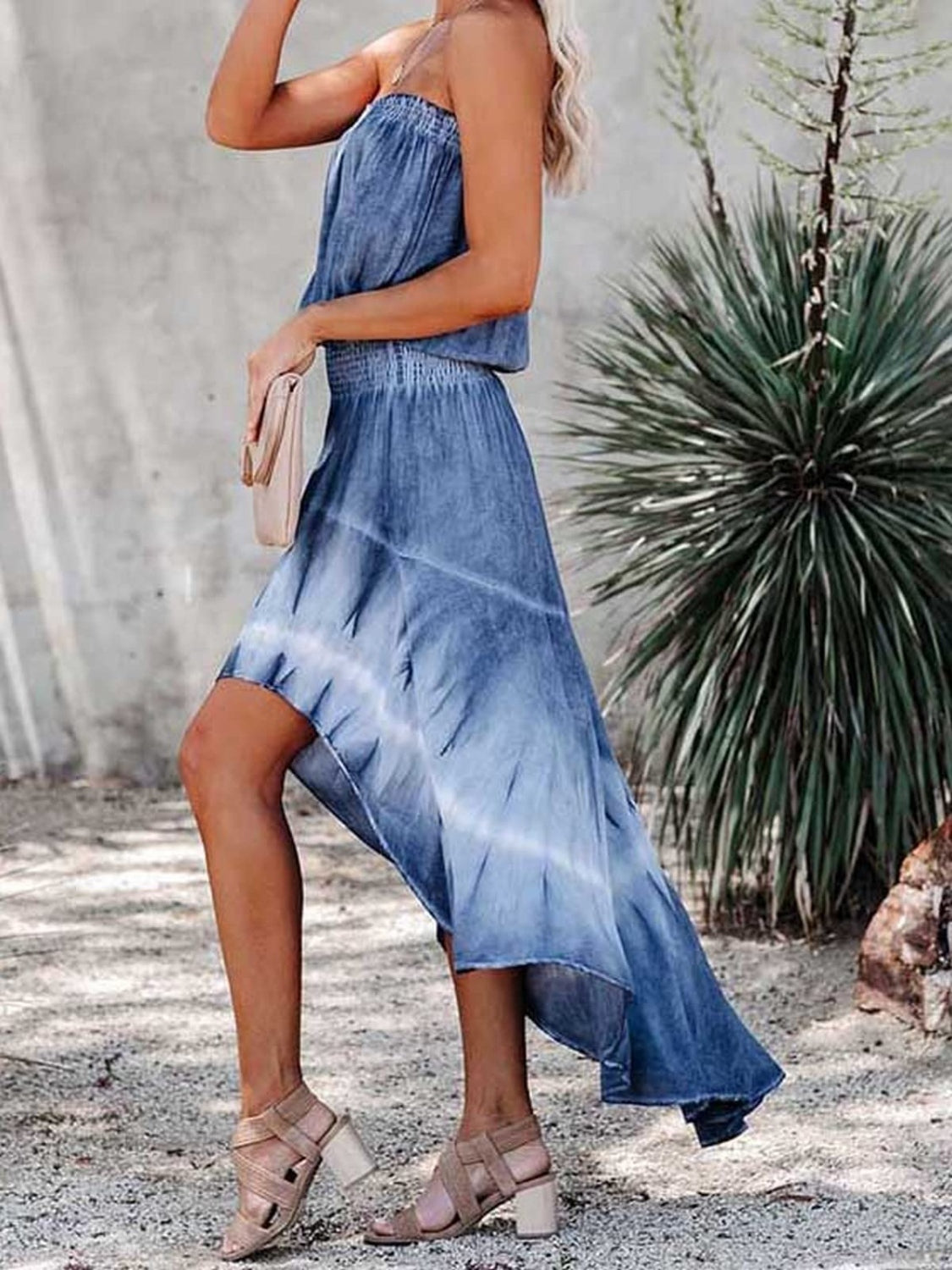 Ombre Tube Denim Beach Maxi Dress