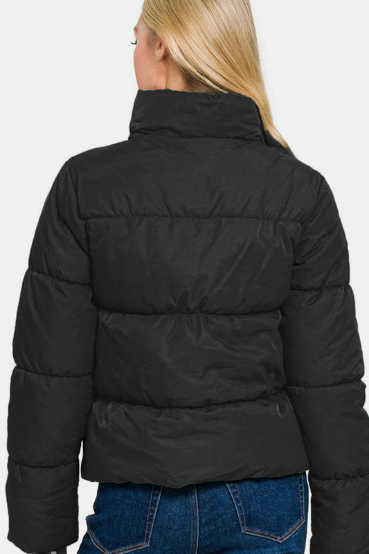 Turtleneck Puffer Jacket with Pockets