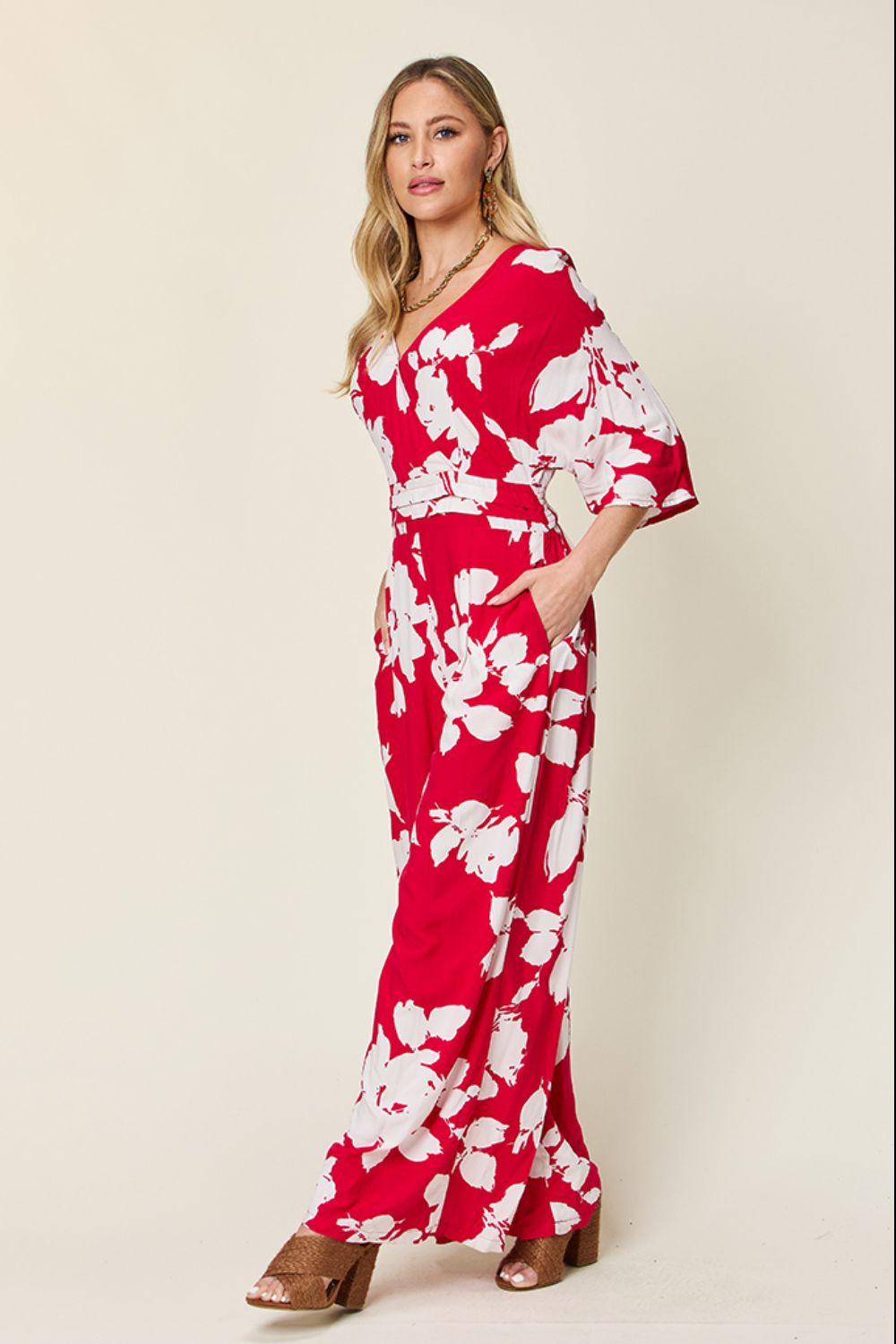 Plus Size Hawaiian Wide Leg Vacation Jumpsuit