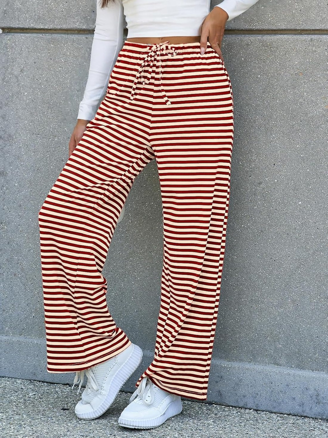 Striped Wide Leg Beach Pants