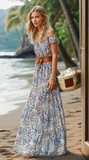 Off-Shoulder Short Sleeve Beach Maxi Dress