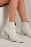 PU Leather Block Heel Boots with Back Zippers