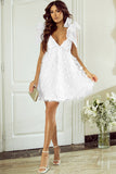 Applique Shoulder Bows, White Party Dress