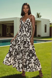 Black Two Toned Resort V-Neck Maxi Dress