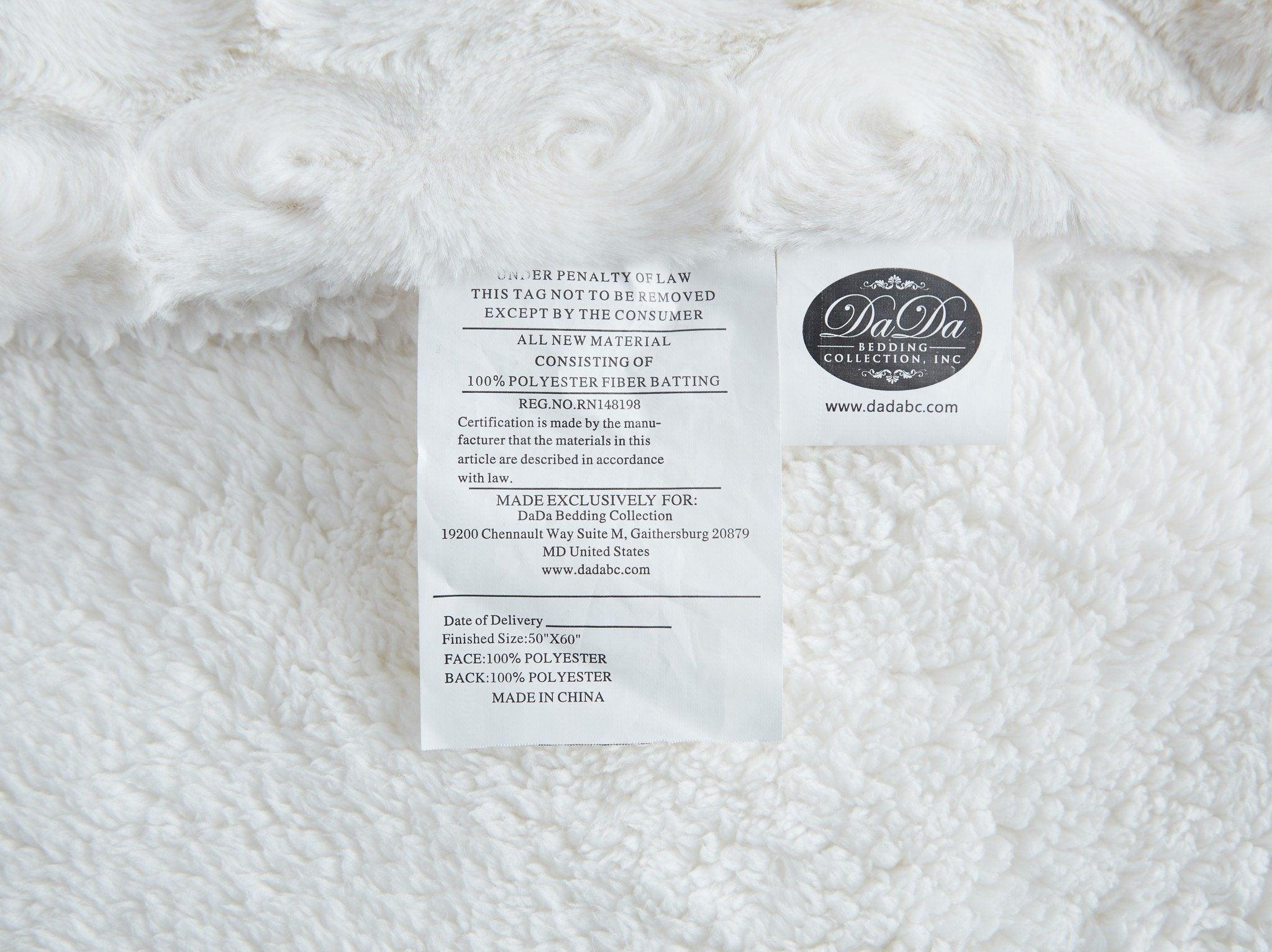 Luxury White Roses Fluffy Soft Sherpa Backside Faux Fur Throw Blanket (K11)