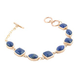 Handcrafted  Blue Lapis Hammered Link Golden Bracelet