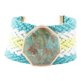 Blue Turquoise Textile Blues Woven Bracelet - Artisan Hand Crafted