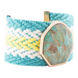 Blue Turquoise Textile Blues Woven Bracelet - Artisan Hand Crafted