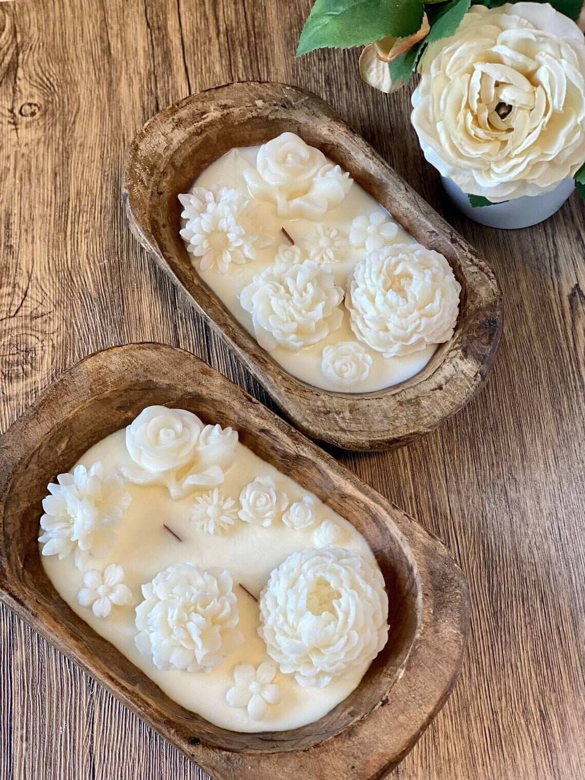 Hand Carved Bowl Botanical Garden Bowl Candle | Hand Poured Candle