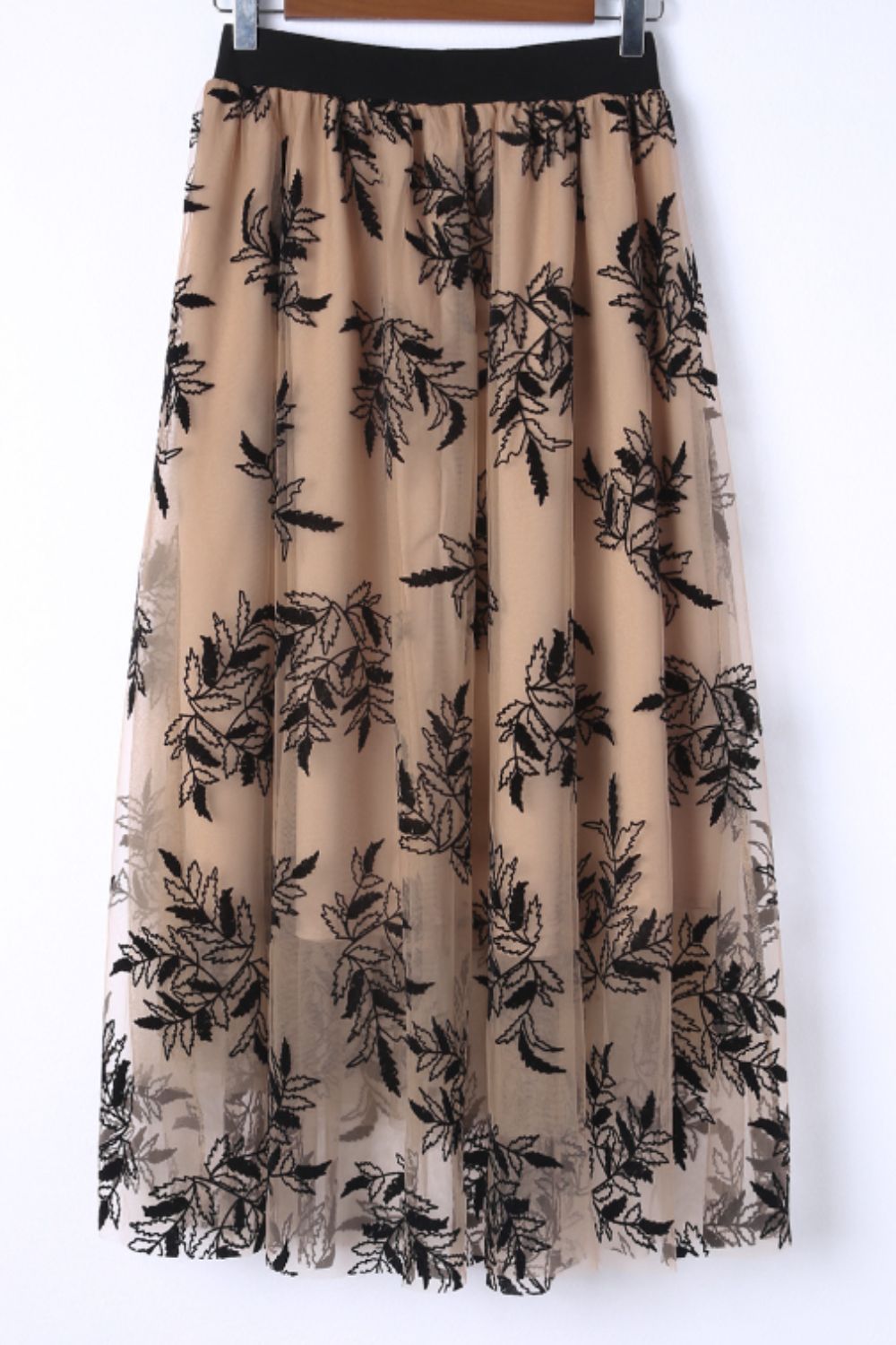 Leaf Elastic Waist Skirt