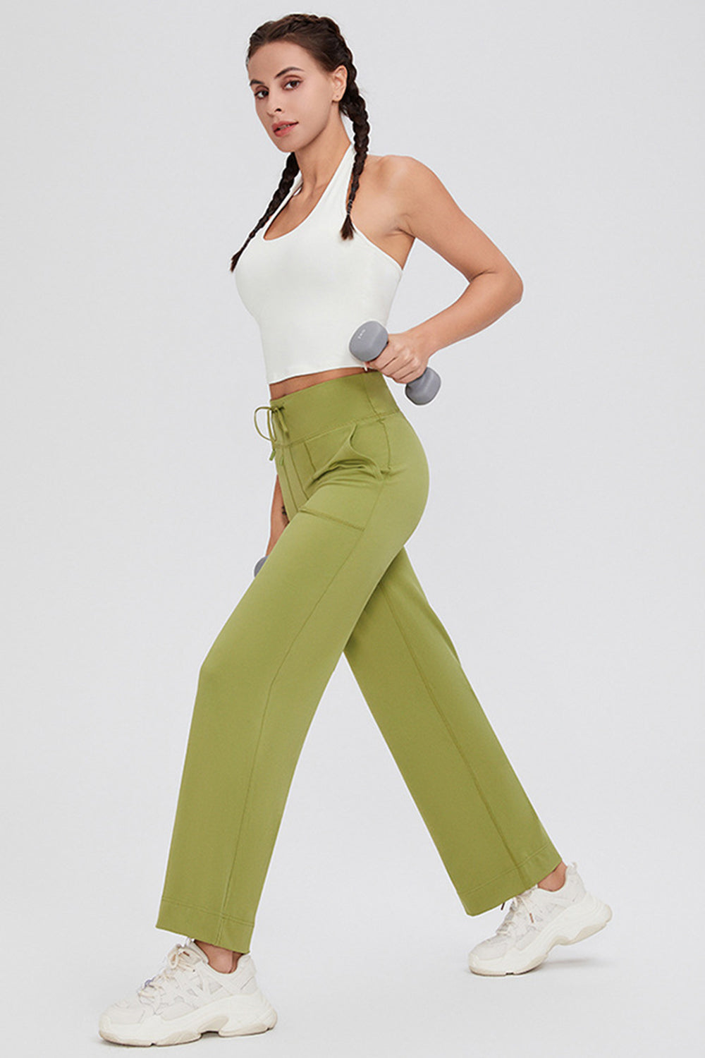 Full Size Drawstring High Waist Pants with Pockets