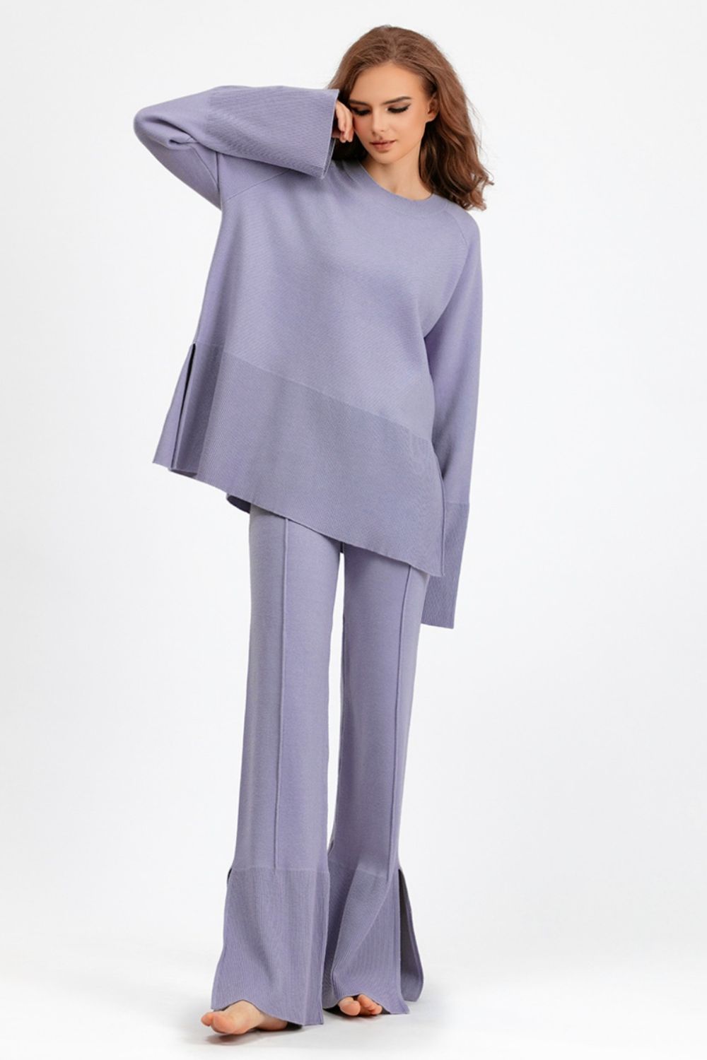 Long Sleeve Top and Drawstring Loungewear Sweater Set