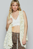 Pearl Detail Beachy Sleeveless Boho Cardigan