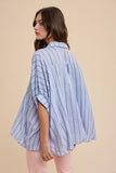 Striped Button Up Half Sleeve Beach Shirt