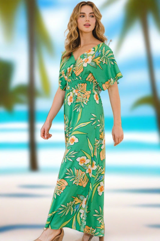 Tropical Plus Size Summer Maxi Dress