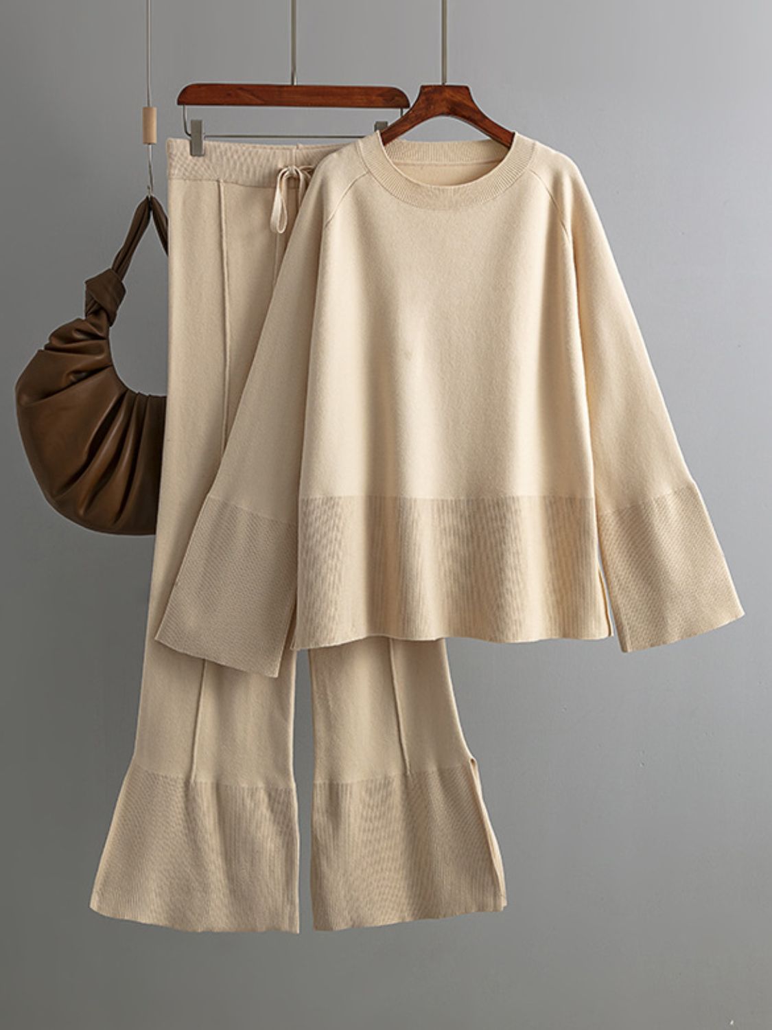 Long Sleeve Top and Drawstring Loungewear Sweater Set