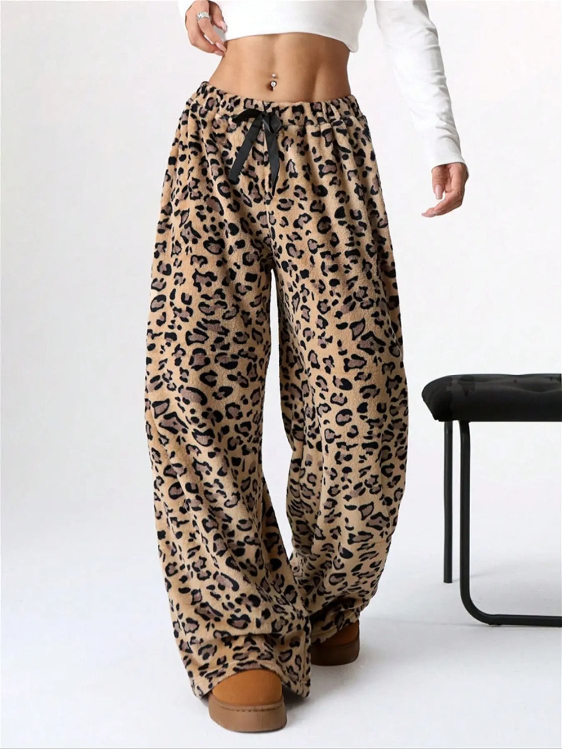 Leopard Wide Leg Plush Resort Pants