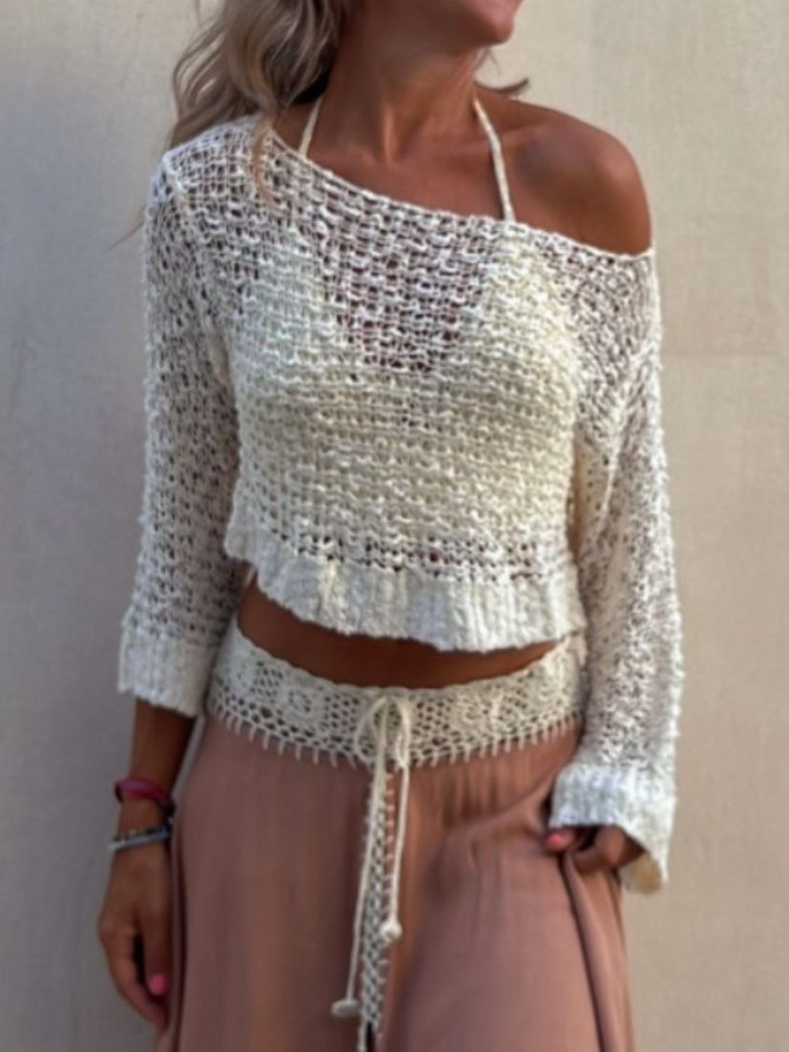 Beachy Long Sleeve Knit Boho Cover Up