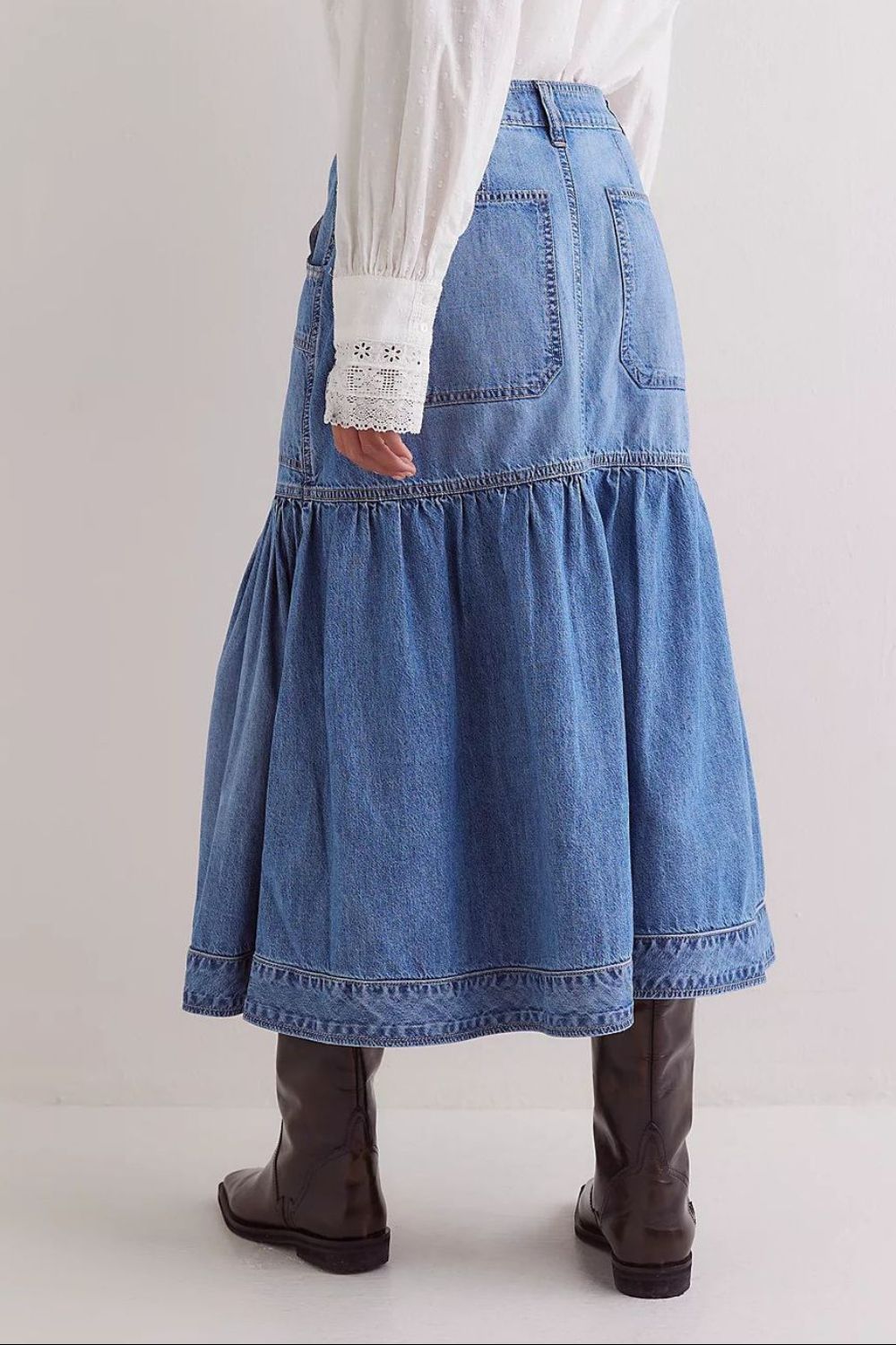 Denim Skirt with Pockets