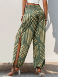 Slit Printed High Waist Vacation Pants