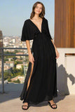 Black Tie Back Maxi Split Cover Up Dress