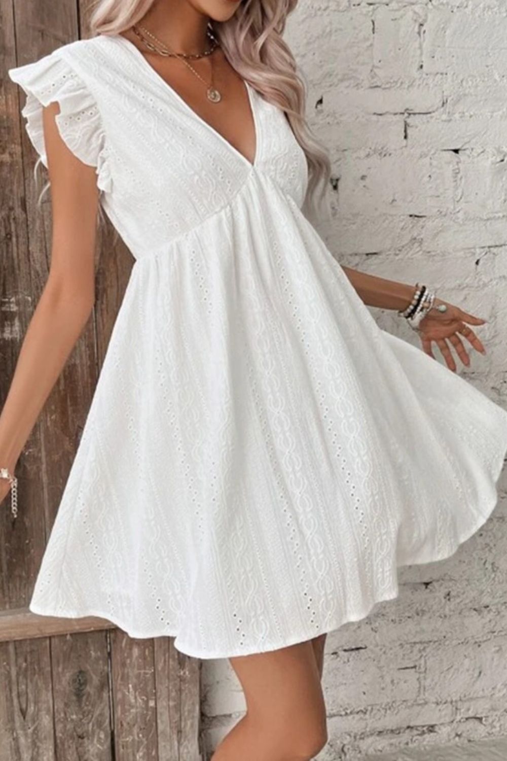 Ruffled Cap Sleeve Mini Summer Dress