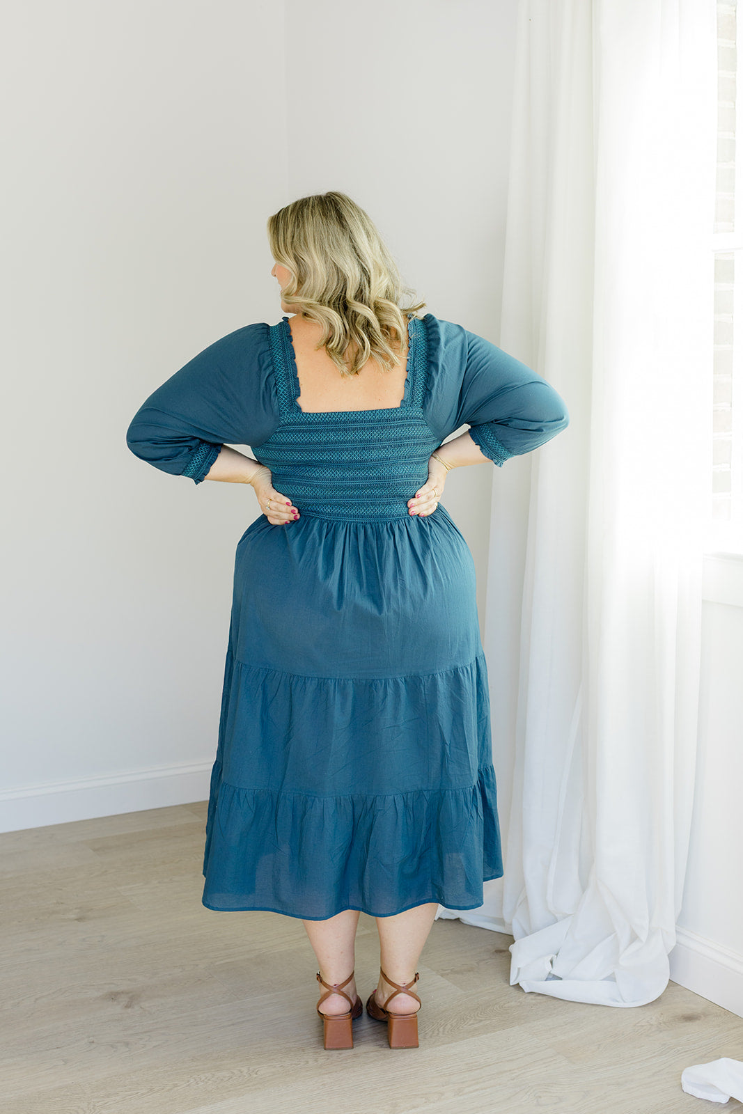 The Jenna Midi Dress in Teal Plus Size