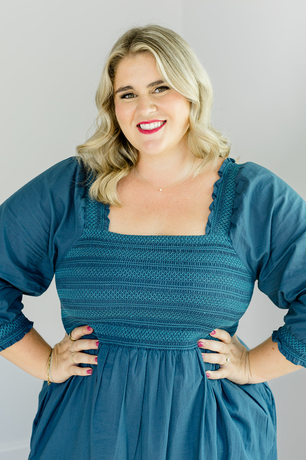 The Jenna Midi Dress in Teal Plus Size