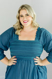 The Jenna Midi Dress in Teal Plus Size