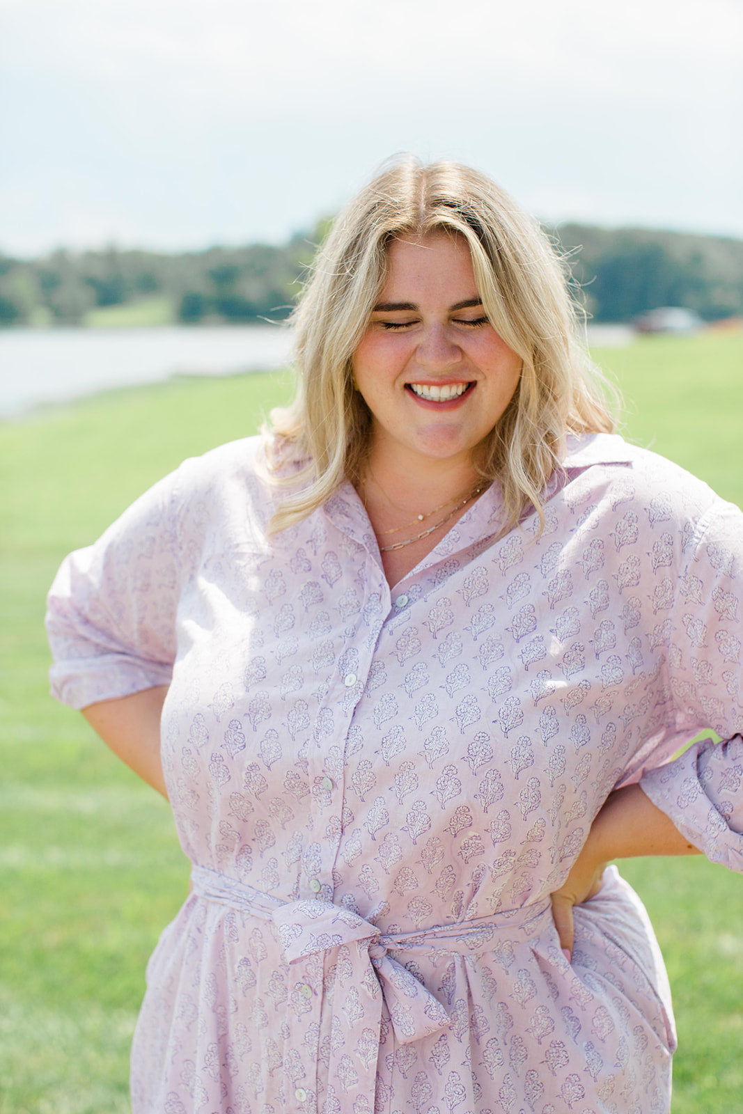 The Christine Shirt Dress in Lavender Taffy Plus Size