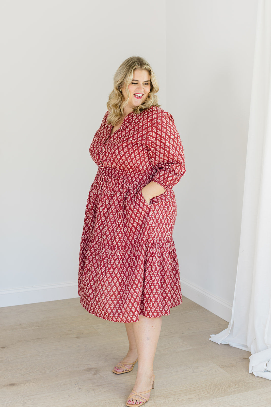 The Francesca Midi Dress in Spiced Merlot Plus Size