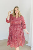 The Francesca Midi Dress in Spiced Merlot Plus Size