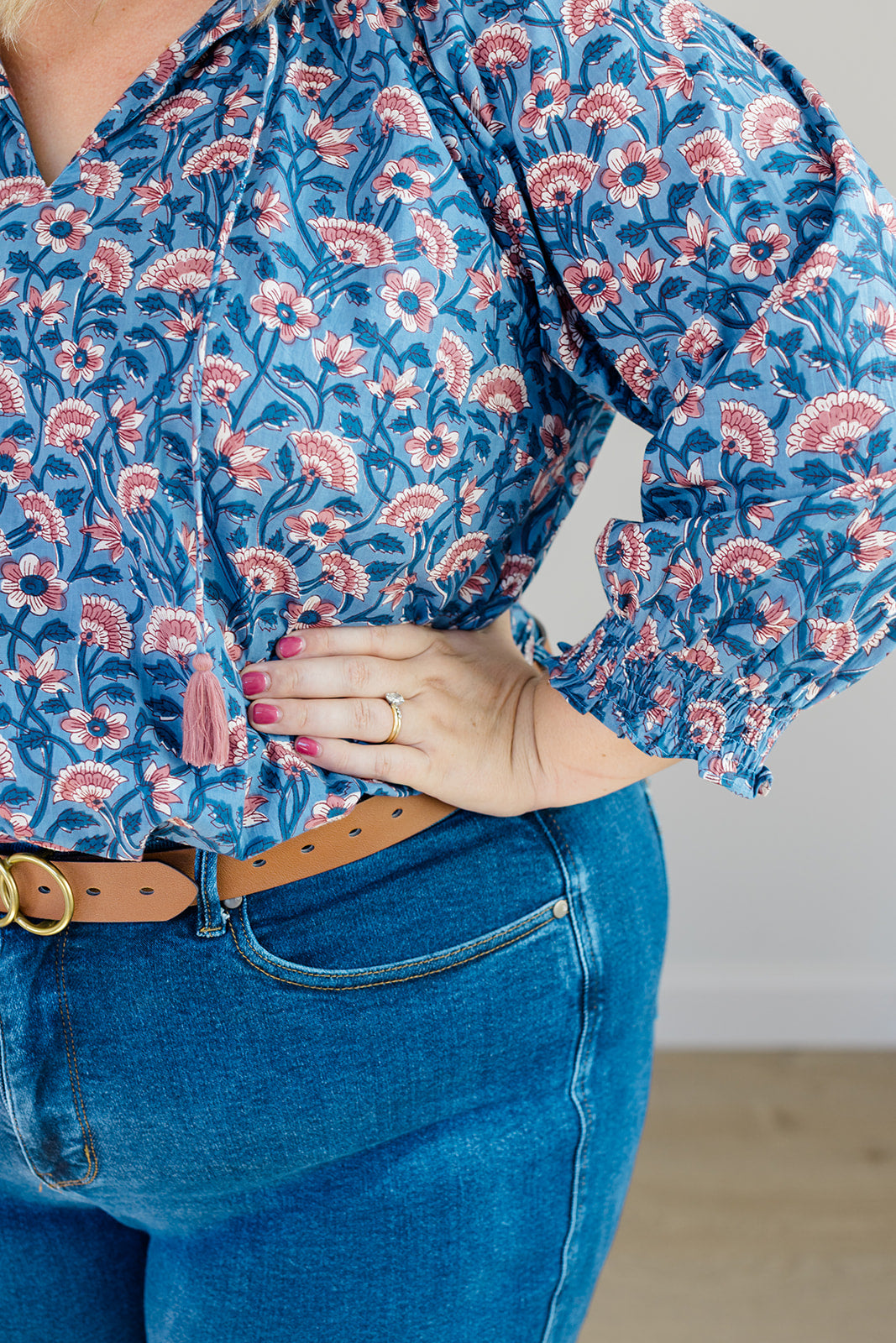 The Jess Top in Indigo Bloom Plus Size