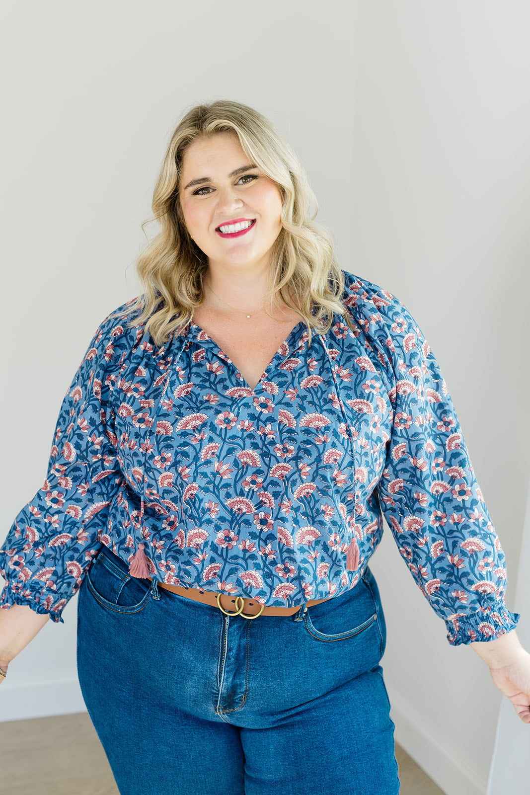 The Jess Top in Indigo Bloom Plus Size