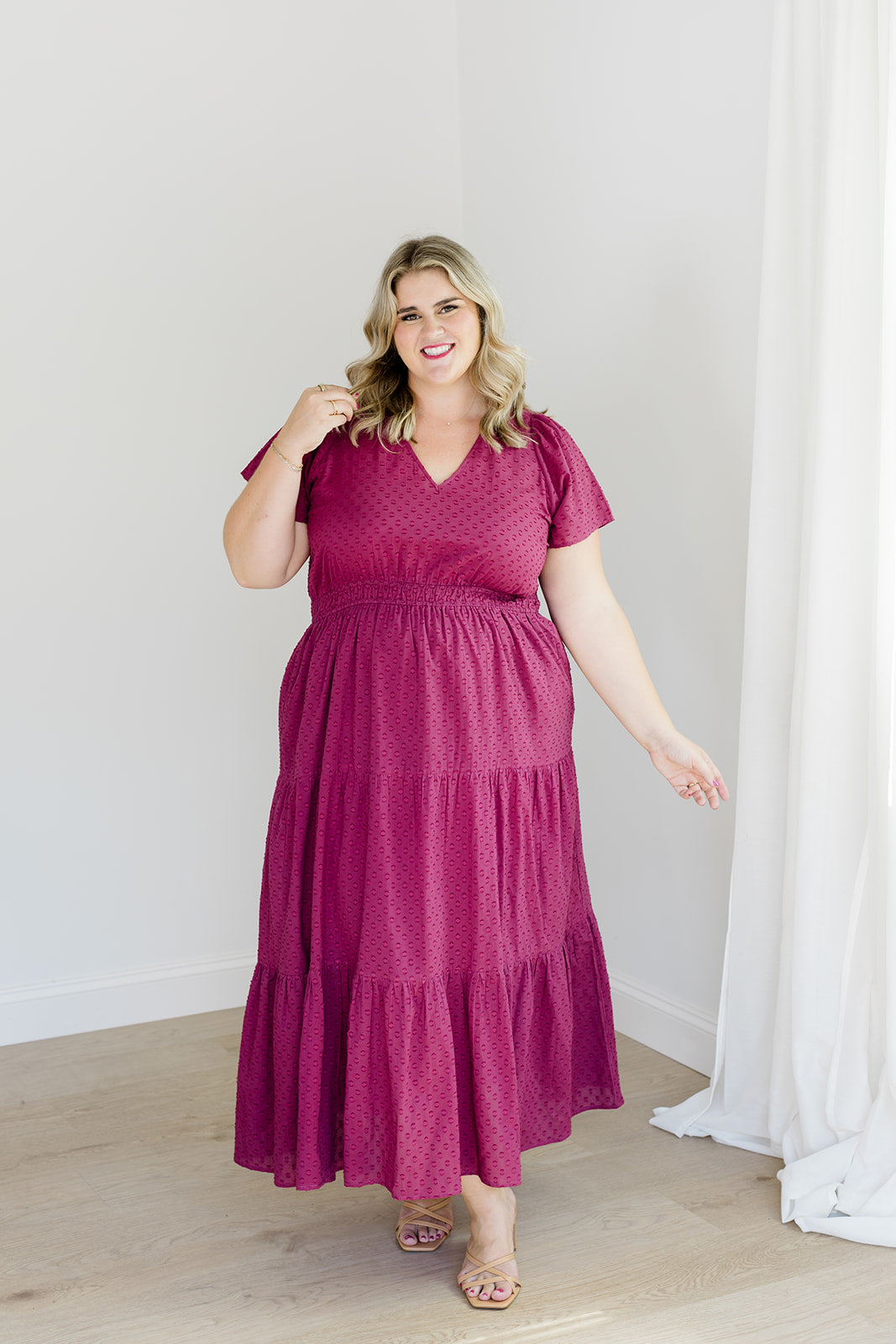 The Sarah Maxi Dress in Sugar Plum Dobby Plus Size