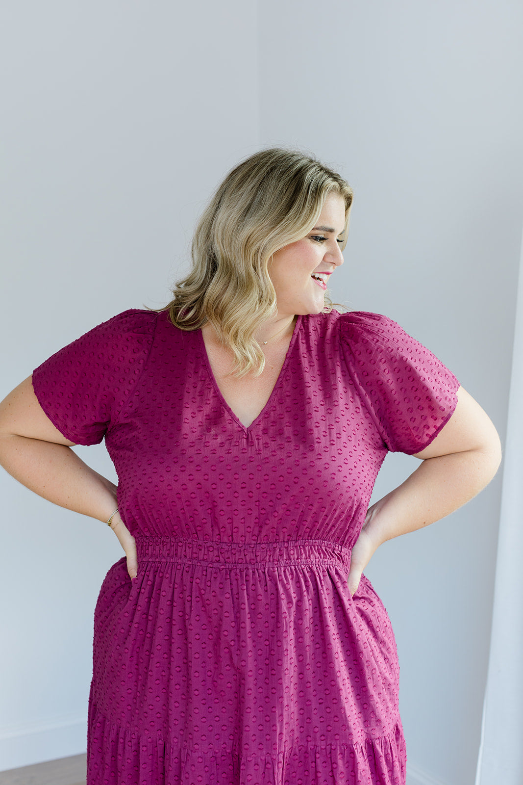 The Sarah Maxi Dress in Sugar Plum Dobby Plus Size