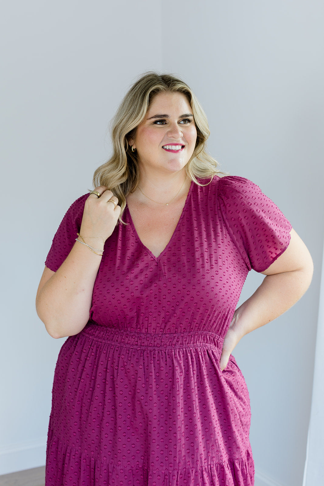 The Sarah Maxi Dress in Sugar Plum Dobby Plus Size