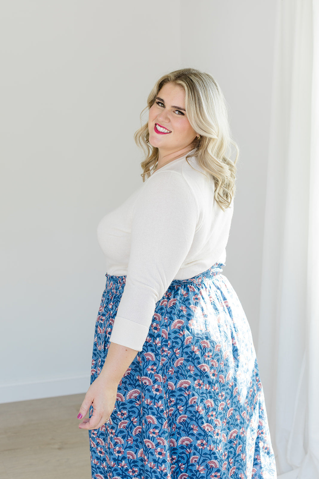 The Melissa Skirt in Indigo Bloom Plus Size