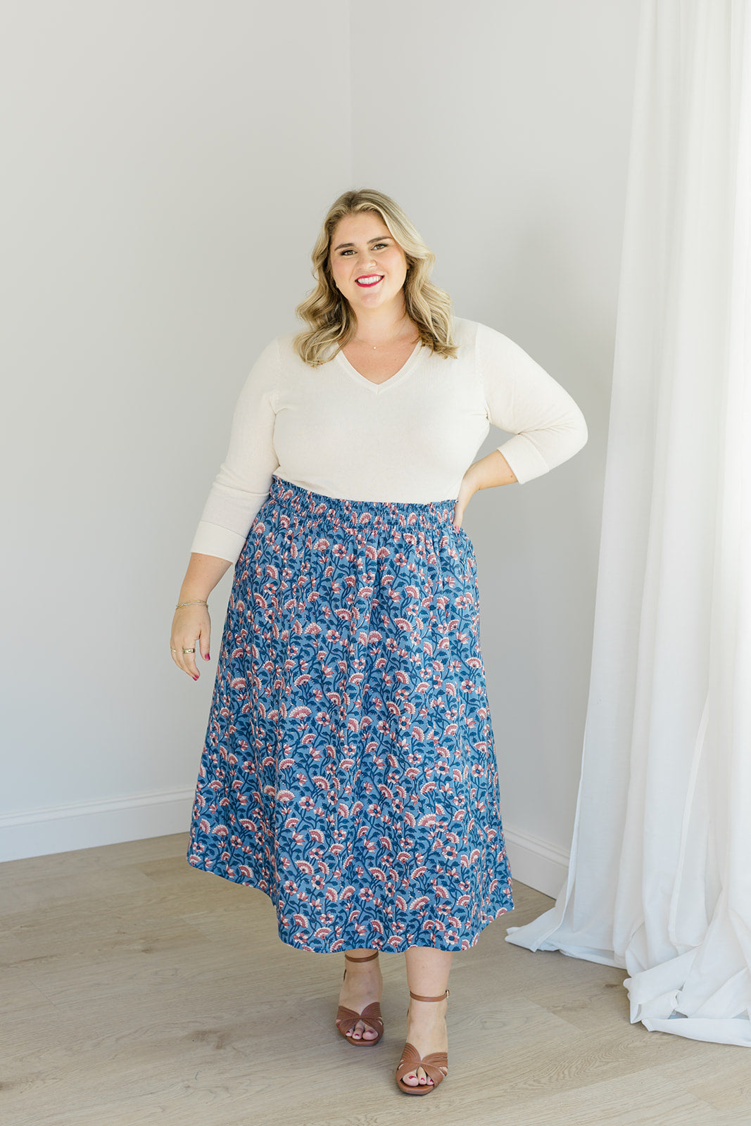 The Melissa Skirt in Indigo Bloom Plus Size