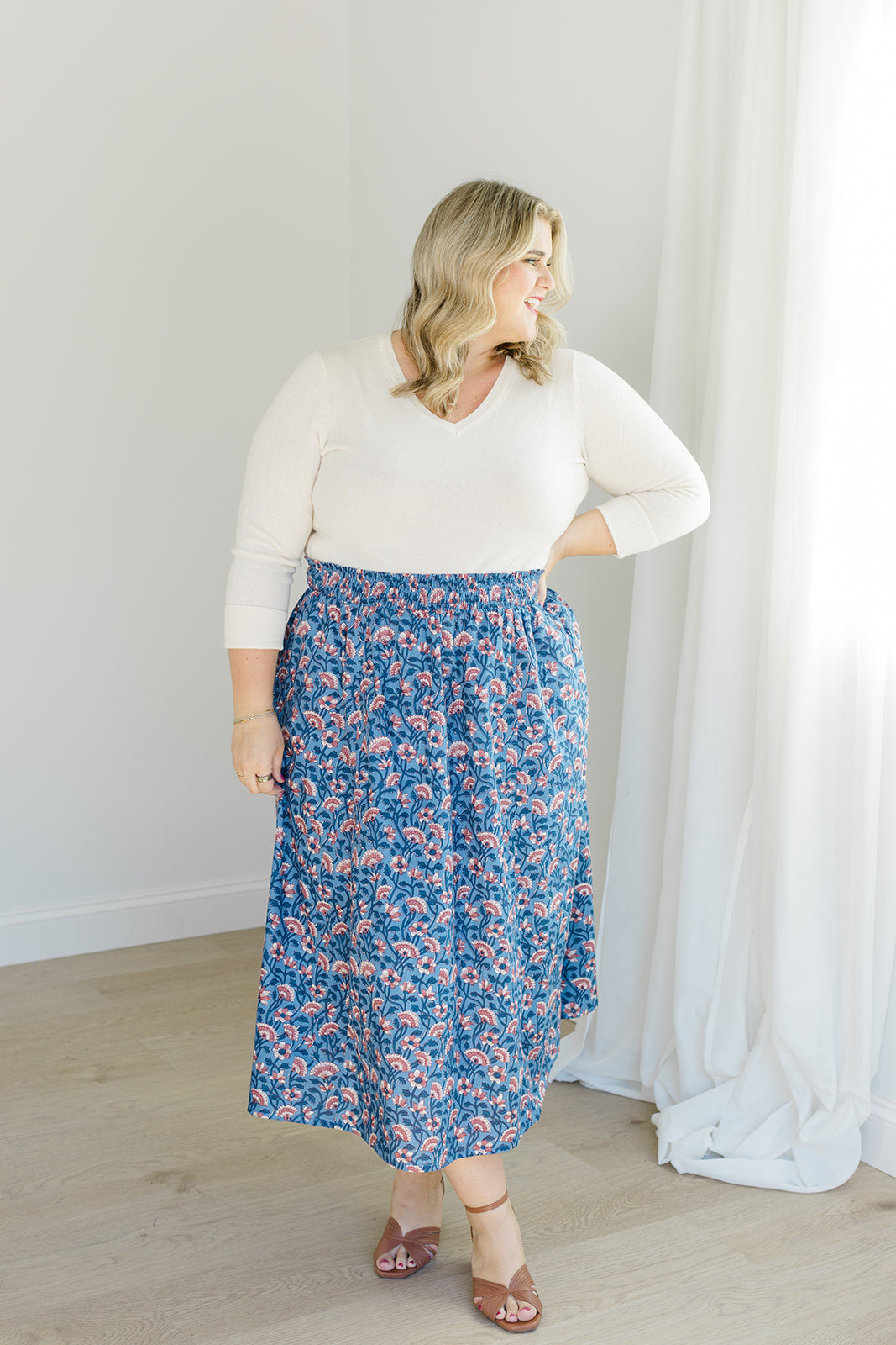The Melissa Skirt in Indigo Bloom Plus Size