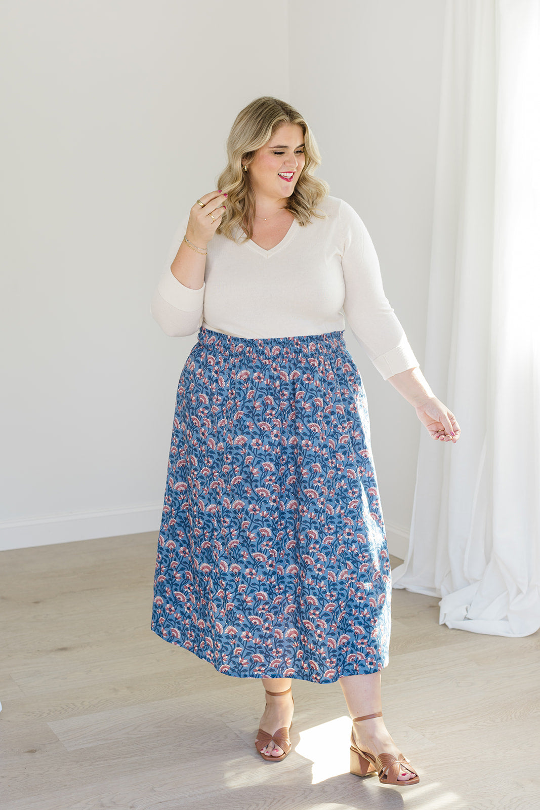 The Melissa Skirt in Indigo Bloom Plus Size