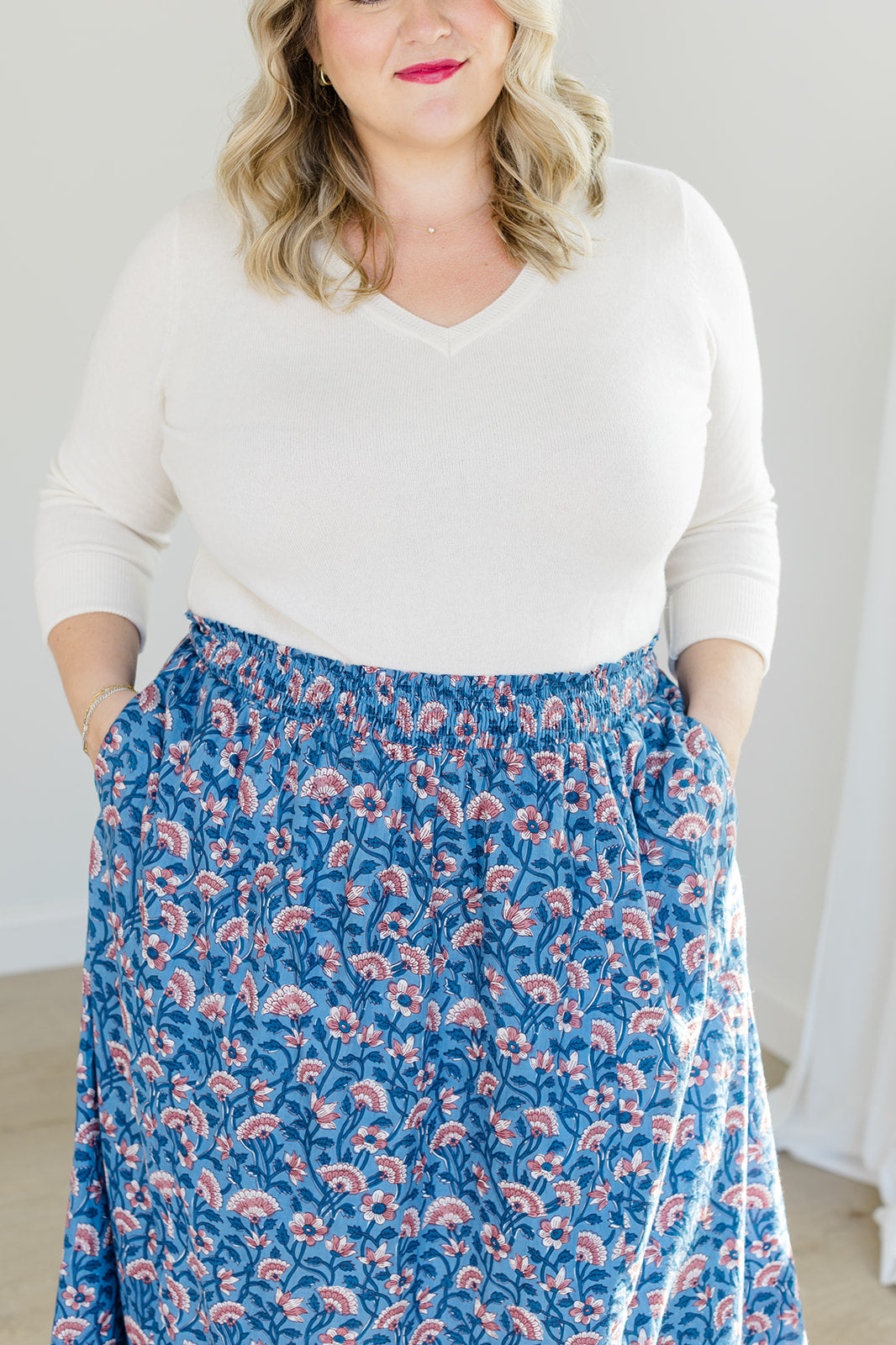 The Melissa Skirt in Indigo Bloom Plus Size