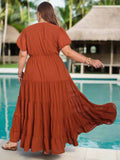 Plus Size Cap Sleeve Maxi Dress