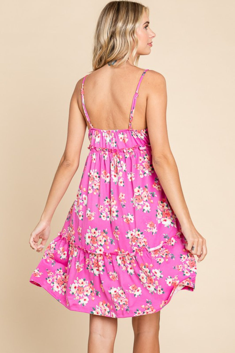 Full Size Floral Ruffled Cami Summer Dress