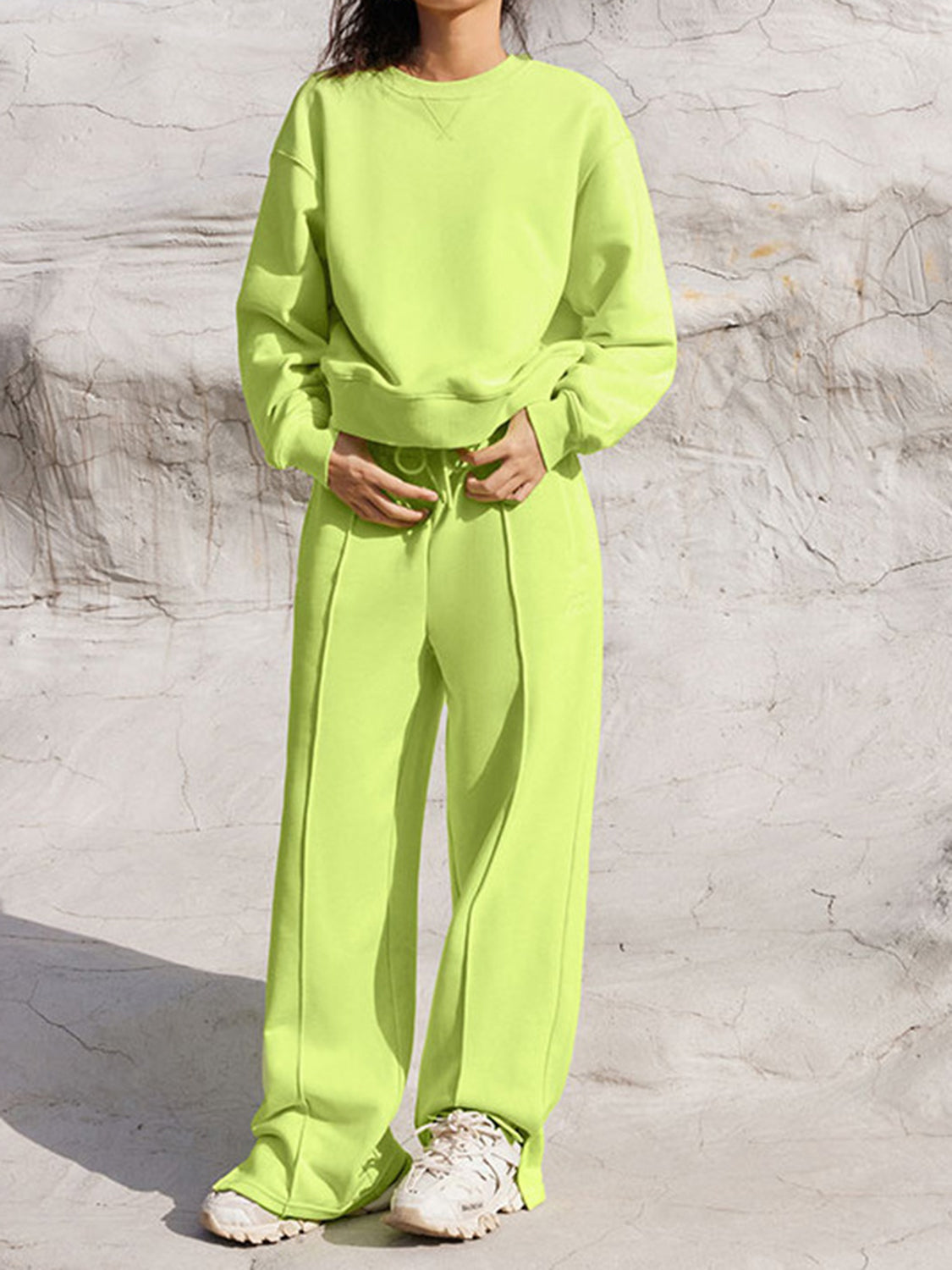 Long Sleeve Top and Elastic Waist Travel Pants Set