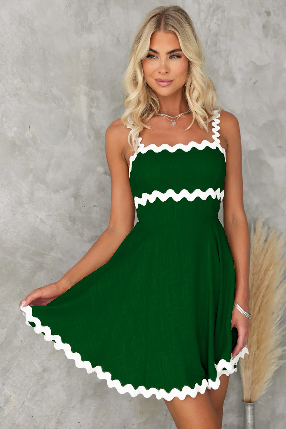 Contrast Trim Resort Tank Mini Dress