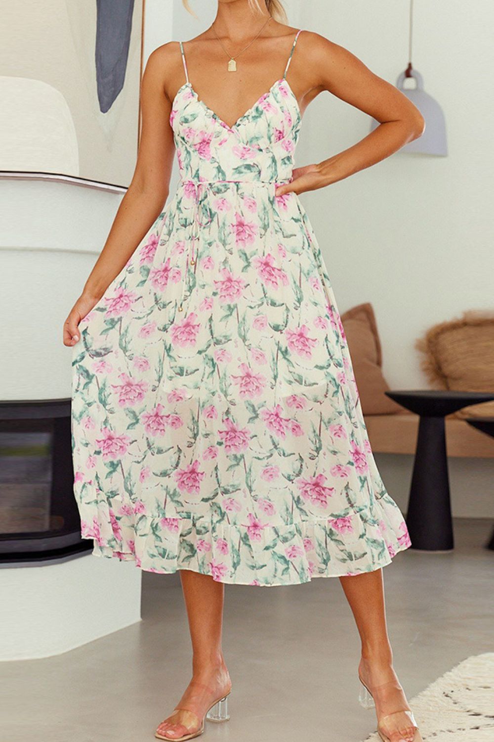 Floral Spaghetti Strap Summer Dress