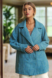 Blue Tweed Double-Breasted Long Sleeve Country Club Blazer