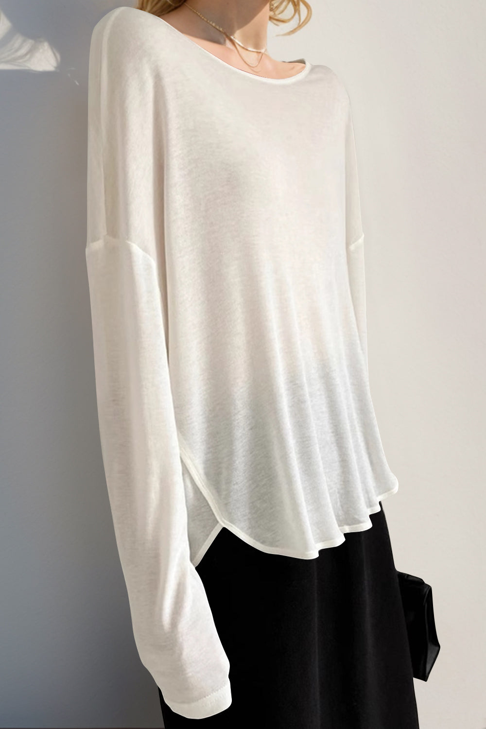 Silk Blend Long Sleeve T-Shirt